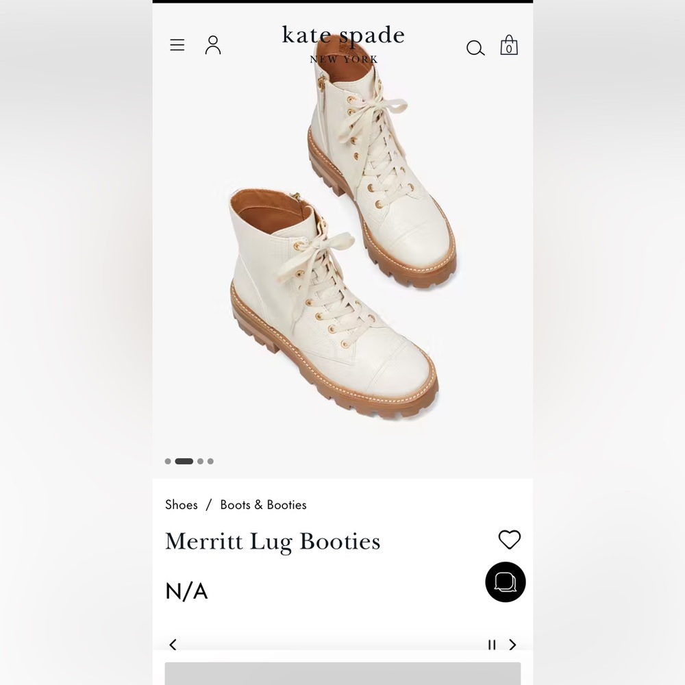 Kate Spade Merritt Lug Cream booties Size 36